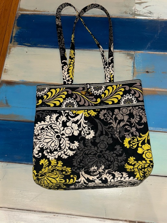 Vera Bradley Handbags - Vera Bradley Vintage Black/Off White/Yellow & Gray Tote Bag